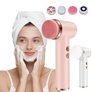 4 in 1 Electric Facial Cleansing Brush, Electric Facial Brush with 4 Replaceable Brush Heads, Facial Skin Care Tool for Women & Men