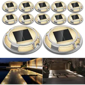 Solar Driveway Lights Dock Lights  12 Pack, 2 Colors in 1 Outdoor LED Solar Deck Lights, Solar  Walk Way Lights Road Marker for  Stair Pathway Patio (Warm & Cool)