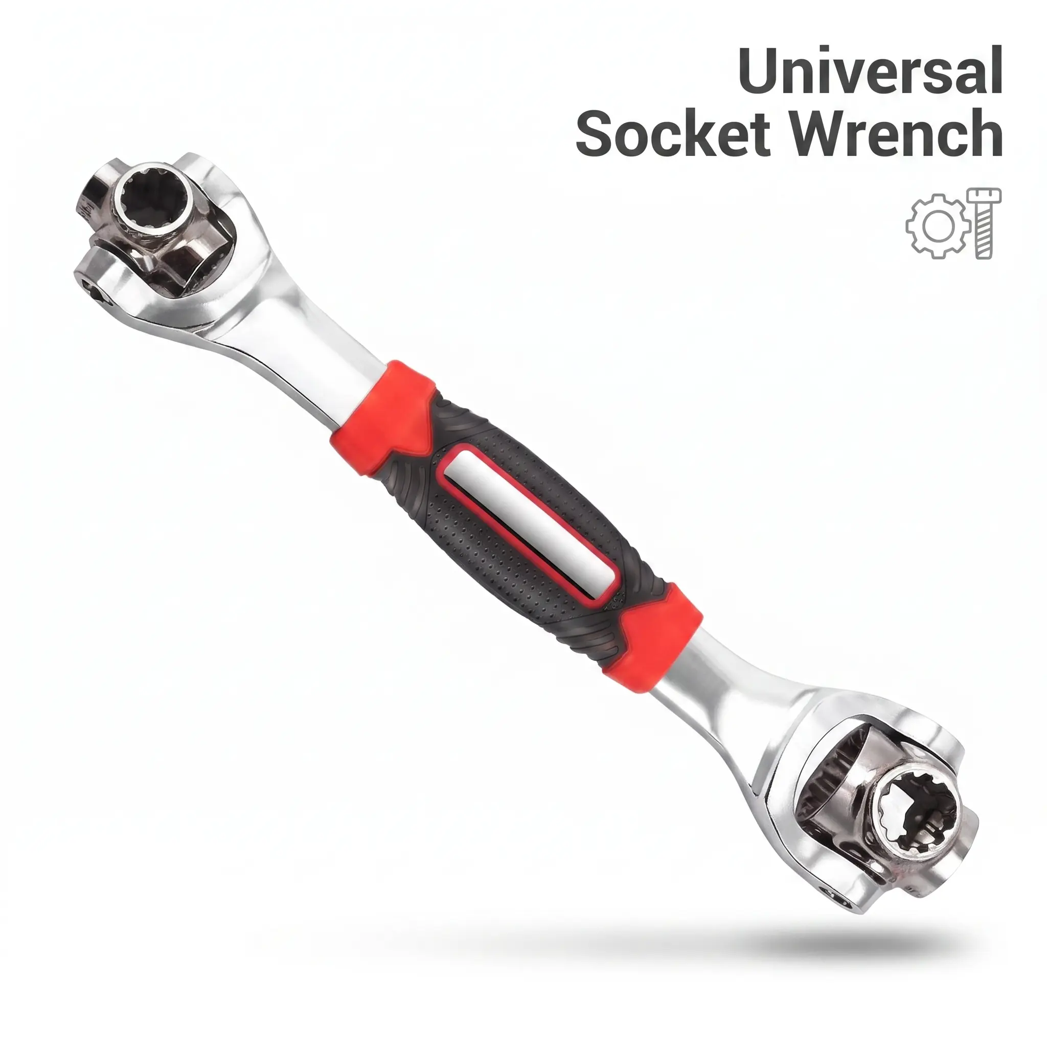 52-in-1 Universal Socket Wrench, Portable Spanners & Wrenches, 360-Degree Rotating Multifunction Tool for Auto & Home Repair (Red)
