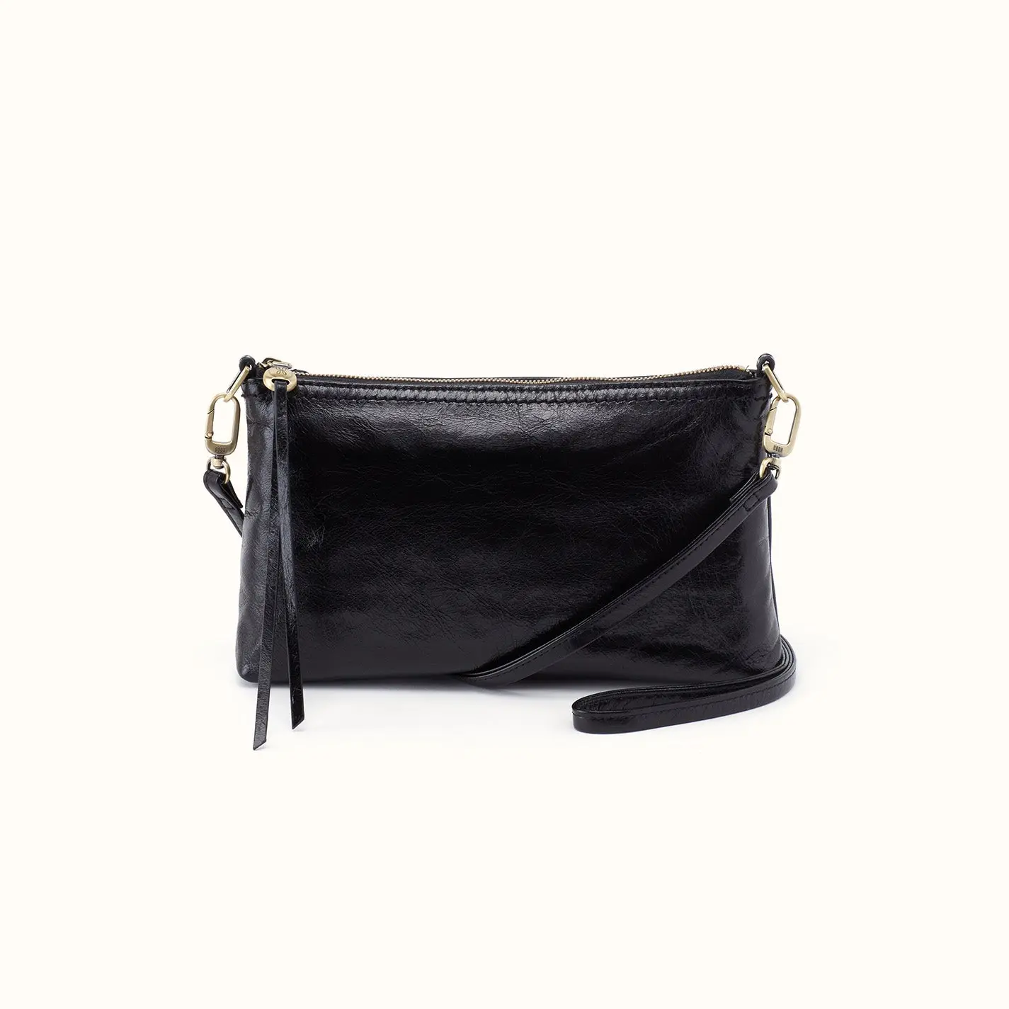 Darcy Crossbody Bag in Polished Leather - Black