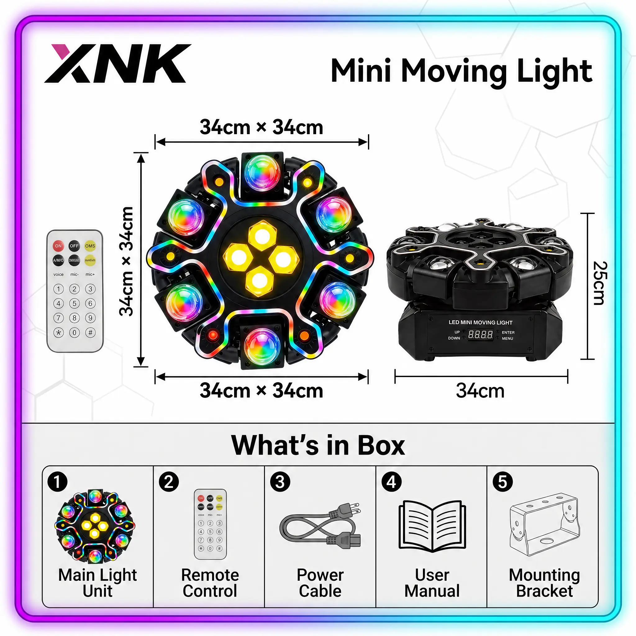 XNK Mother's Day 200W Moving Head DJ Light –12 Arms RGBW LED, 4‑in