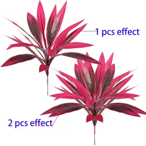 4PCS Large Realistic Artificial Tropical Boston Fern & Dragon's Blood Tree Plants with Vibrant Pink/Purple Leaves,Artificial Red Cordyline Ti Plant – No-Fuss Year-Round Vibrant Foliage (4PCS)