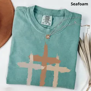 Comfort Colors Faith Cross Shirt Boho Christian Minimalist 3 Vertical Crosses TShirts Jesus Christian Apparel Jesus Trendy Christian Gift Tee Crewneck