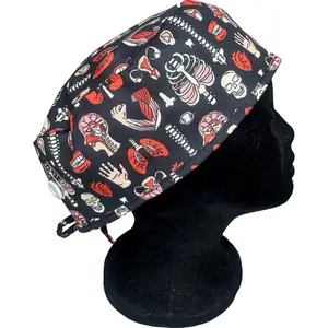 Men Satin Lined Scrub Cap- Anatomy