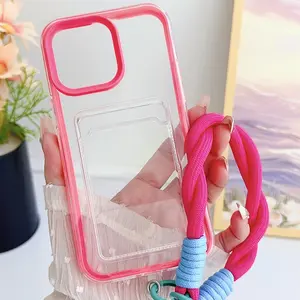 2-in-1 Phone Case with Card Slot & Lanyard, Anti-fall Phone Case, Wear-resistant Phone Cases Compatible with iPhone 16 15 14 13 12