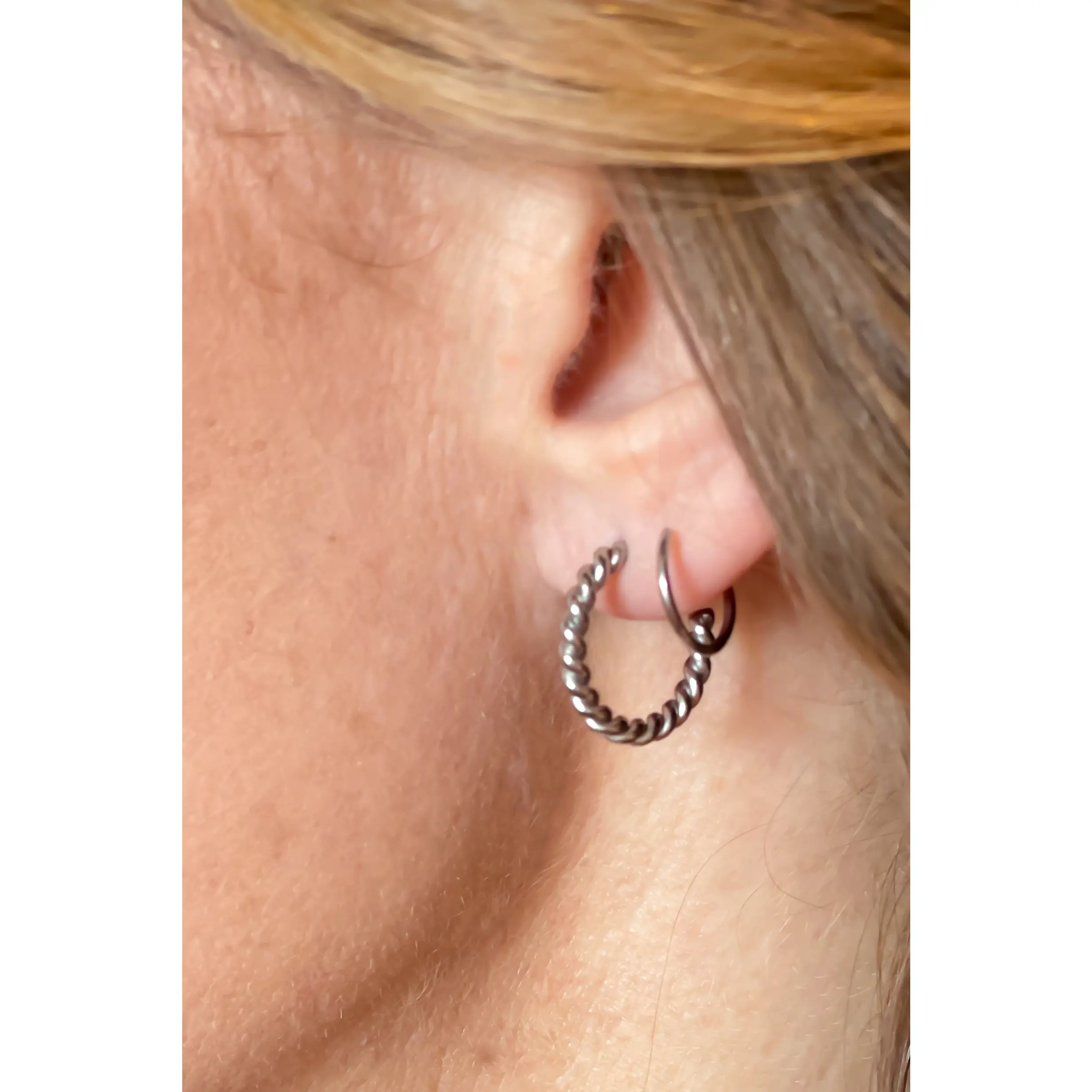 Silver Twist Double Twist Earrings - Simple Design with Metallic Finish