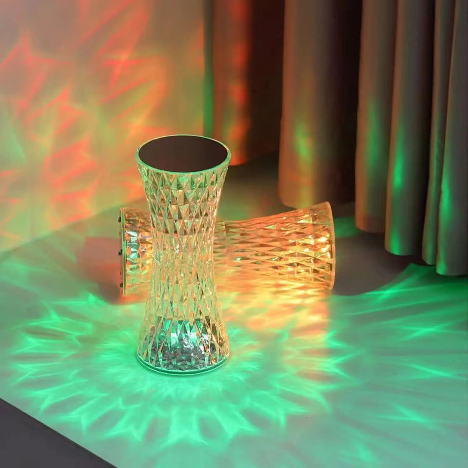 Crystal Diamond Small Waist Multifunctional LED Table Lamp - 16 Color Changing, Touch Control, USB Charge, Remote Included, ABS Plastic Art Deco Bedside Lamp for Bedroom, Party Decor, Multifunctional Led Light, Night Lights