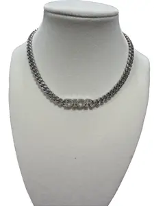 Pre-owned Christian Dior "DIOR" with Rhinestones Choker Perfect for Daily Use