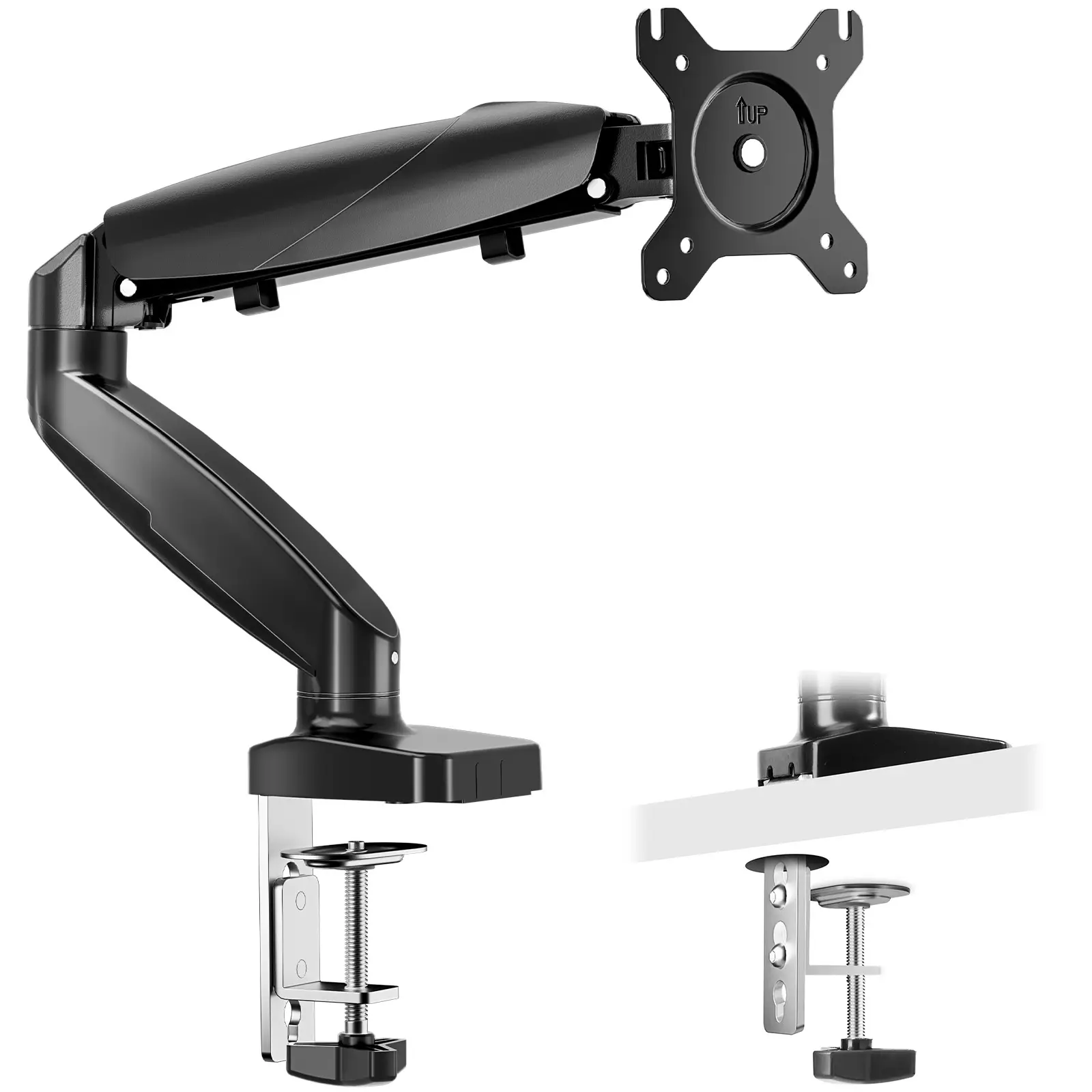 Monitor Stand - Adjustable Desk Mount Arm for Support 15 to 27 Inch and 4.4 to 15.4lbs Screen, with Clamp and Grommet Base