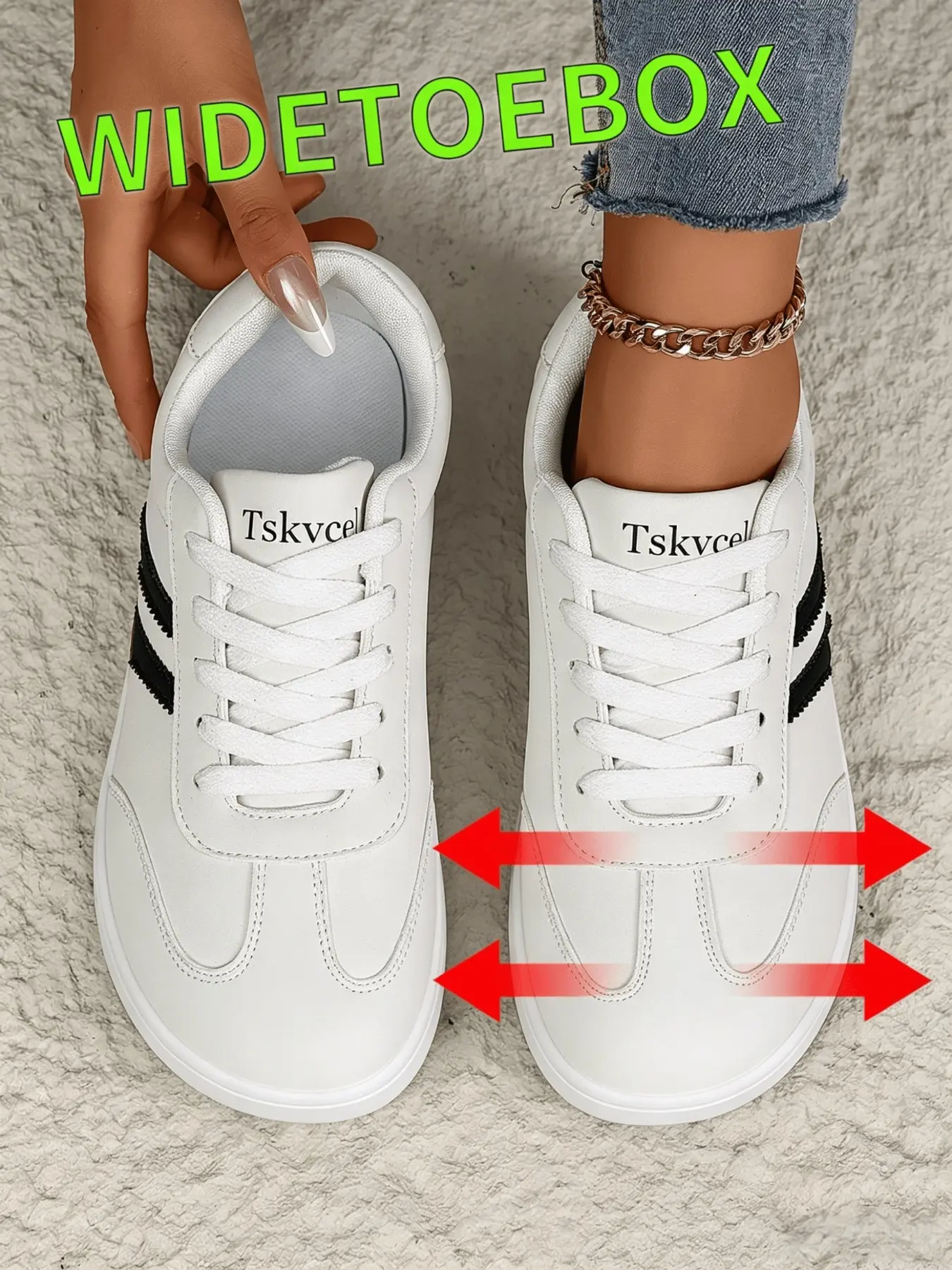 Wide Toe Retro Trainer Shoes, Sneaker, Athletic Casual Sneakers, Athletic Sports Shoes, Walking Shoes, Comfortable and Lightweight, Casual Daily Wear, PU Leather, Rubber Sole, Low Top, Wide Width