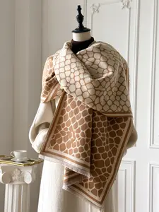 Women's Marble Print Scarf, Elegant Fashion Accessory for Fall & Winter, Vintage Style Shawl for Daily Wear, Warm and Comfortable