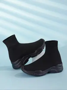 Women's Fashionable Lace Up High Top Sneakers, Casual Comfortable Breathable Sports Shoes, Female All-match Round Toe Shoes for Daily Wear