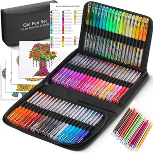 Glitter Gel Pens for Adult Coloring Books, 120 Pack-60 Glitter Pens, 60 Refills and Travel Case, 40% More Ink Markers Set for Drawing Doodling Journaling Craft Art Supplies