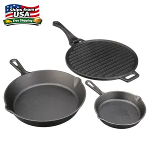 OT 4-Piece Pre-Seasoned Cast Iron Skillet and Griddle Set
