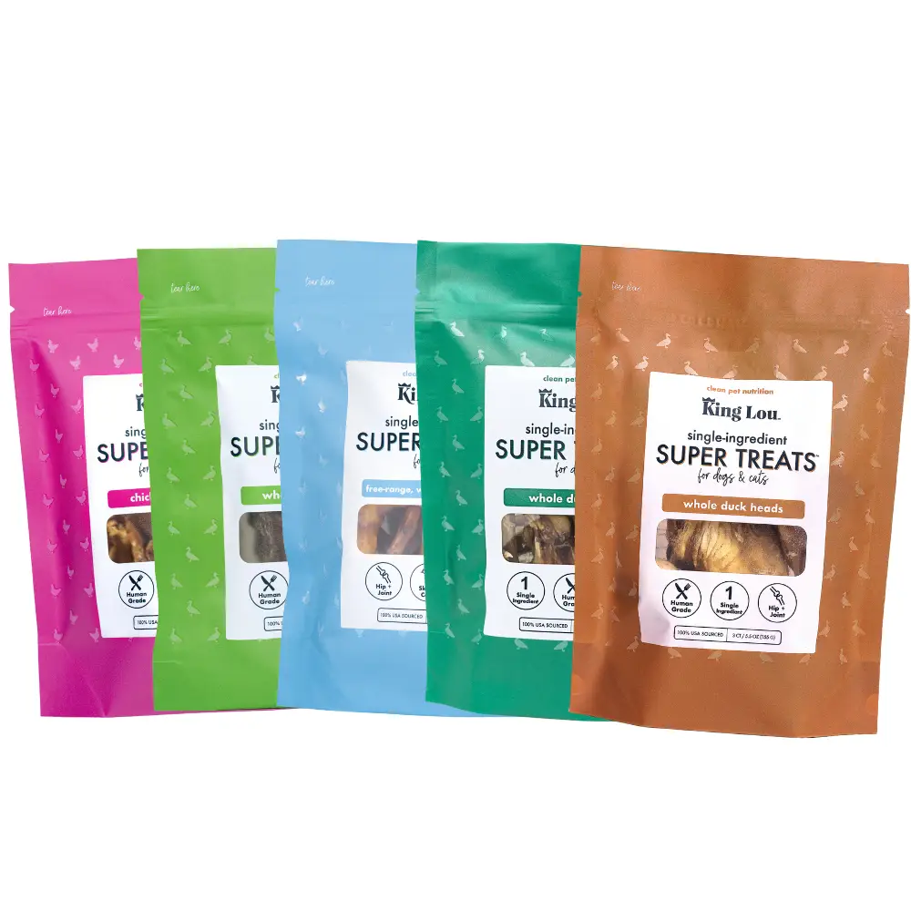 Dental Health 5 Pack Dog Treat Bundle Duck Feet, Chicken Feet, Duck Heads, Duck Necks, Chicken Wing Tips, Single-Ingredient Chewy Dental Treats for Do