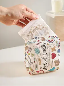 Random Cartoon Medical Themed Pattern Sanitary Napkin Storage Bag, Portable Travel Cosmetic Storage Bag, Lightweight Tissue Bag for Women, Multifunctional Storage Bag, Zipper Bag