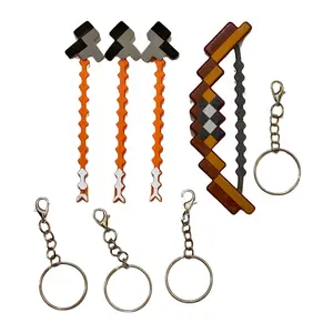 MC_Pixel KeyChain, Bow Set with Three Arrows, Diamond Sword 7 Color Changeable Glowing Lights Perfect Gift for Birthday Halloween Christmas Cosplay Roleplay
