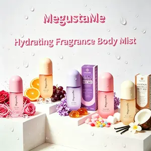 MegustaMe Floral & Fruity Body Spray 5 Scents 100ml with 4D Hyaluronic Acid Long-Lasting Moisturizing Fragrance Gentle Formula for Sweet Tooth Lovers Cotton Candy & Sugar Sweetness Perfume