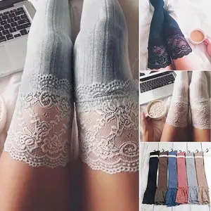 Women's Socks Stockings Warm Thigh High Over Knee Socks Long Cotton Lace-up Stockings Media Sexy Stockings Thigh High Tube Socks