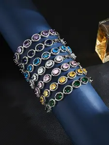 Elegant Oval Design Copper Inlaid Artificial Zircon High Quality Bracelet, Chic and Lightweight Fashion Jewelry for Parties and Events