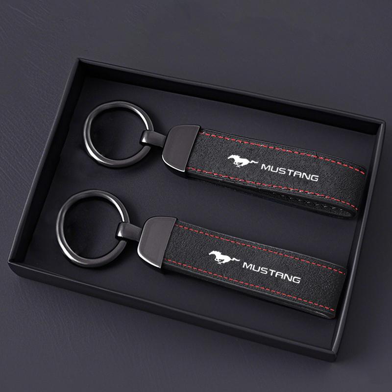 Suede Leather Car Key Chain Ring Keychain for Ford Fusion Mustang Explorer F150 F250 F350 Ecosport Edge S-Max Ranger Accessories