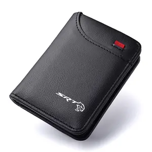 PU Leather Car Emblems Soft Wallet, Mini Credit Card Purse, Portable Small Wallet, for Dodge Srt, Auto Accessories