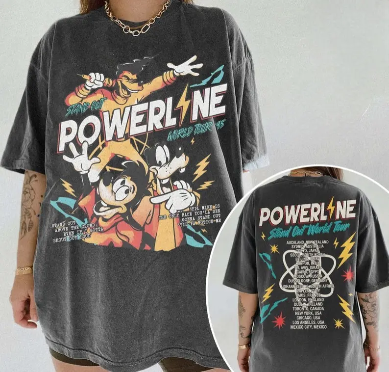 Comfort Color Retro Powerline Stand Out World Tour Shirt, Family Matching Tee, Birthday 2026 Gift, Retro 90s Music Shirt, Double-Sided Graphic Tee, Classic Vintage Apparel, Unisex Casual Top