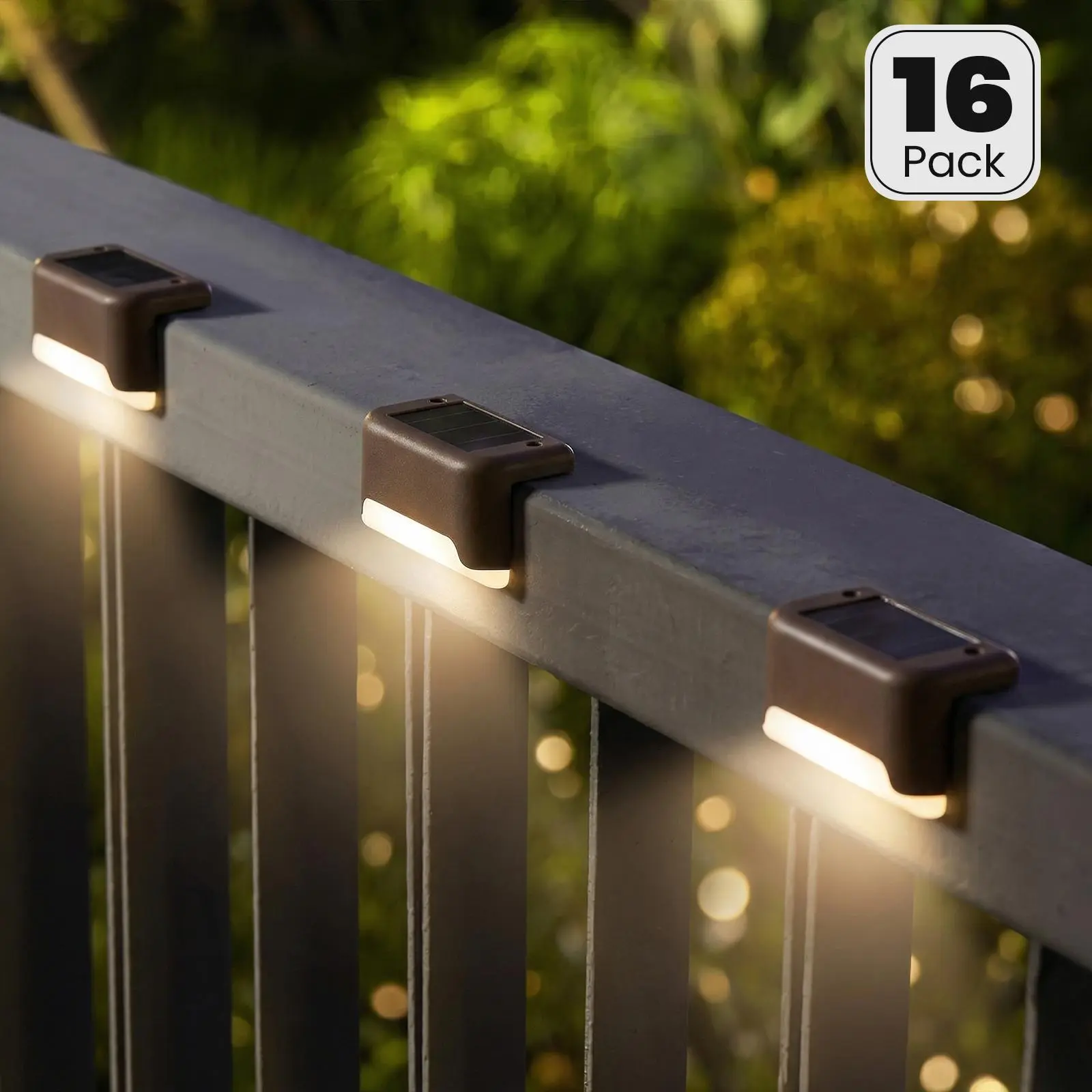 Solar Deck Lights Outdoor 16 Pack, Solar Step Lights Waterproof Led Solar lights for Outdoor Stairs, Step , Fence, Yard, Patio, and Pathway(Warm White), Solar Outdoor Lights