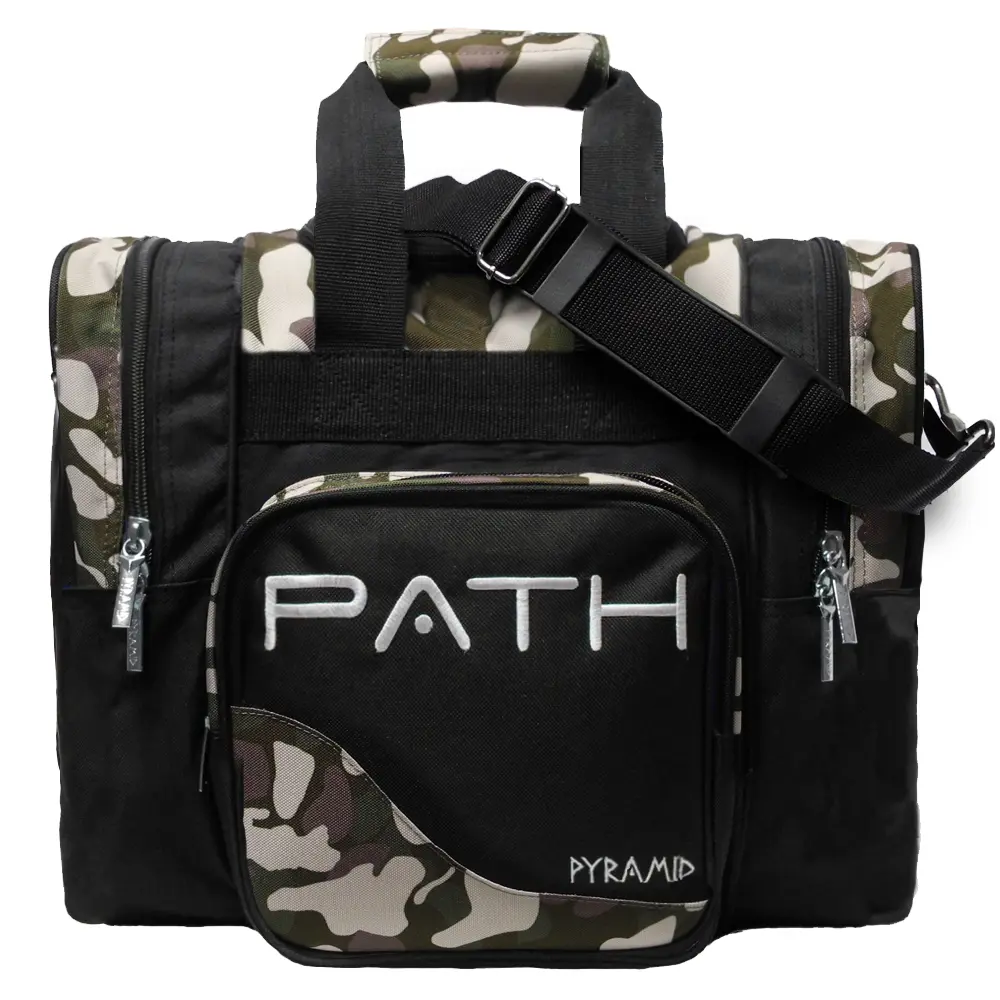 PYRAMID Path Pro Deluxe Single Bowling Ball Tote Bag, Non-Roller Sport Carrier for Tournaments and League Play, Black/Camo, Active, Outdoor, Camo Print, Adults