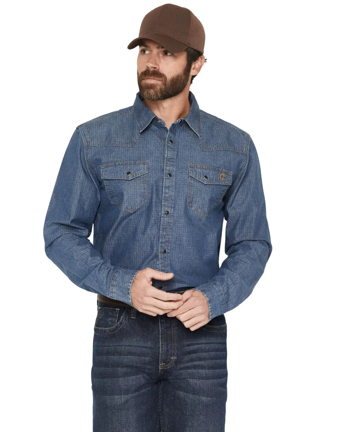 Cody James Men's Men'S Fr Playa Ripstop Denim Long Sleeve Snap Work Shirt - Cjfrfa25w1-Ltwsh