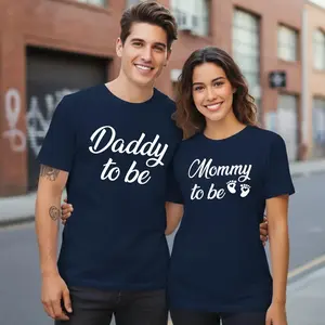 MANdy to Be, Mommy to Be Letter Print, Father'S Day Mother, Valentine'S Day Couple T-Shirt, 220G, Suitable As a Gift, Moderate Thickness, Unisex T-Shirt, Family T-Shirt, Fun Couple Shirt, Holiday T-Shirt