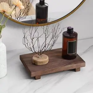 Wooden base decoration, Bathroom Organizing Accessories, Bathroom Decor Supplies, wooden riser tray soap, natural wooden bathroom shelf, bathroom tableware plant bottle candle display table, household movable radish flower base