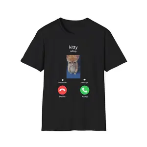 Kitty Calling phone screen T-Shirt | Cute kitten incoming call design