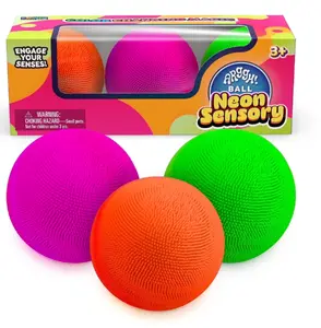 Power Your Fun Arggh Neon Squeezable Rubber Stress Ball Set, Multicolor 3 Pack for Kids & Adults, Stress Relief