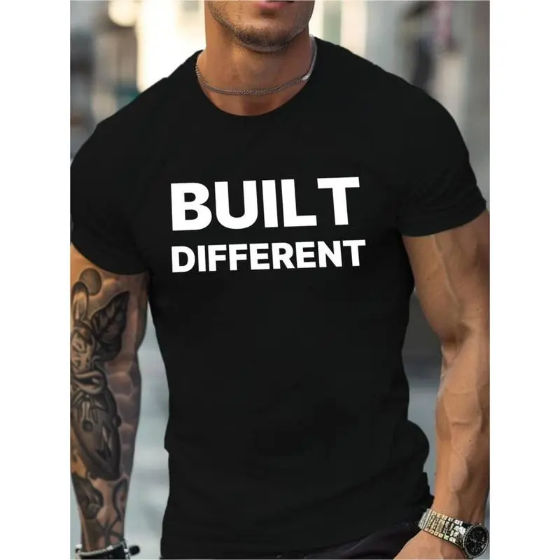 Men's Pure Cotton Short-Sleeve T-Shirt - Micro-Stretch Round Neck Knitted Menswear Top, Comfortable, Breathable, Streetwear Clothes, Suitable for All Seasons, Daily, Sports Wear