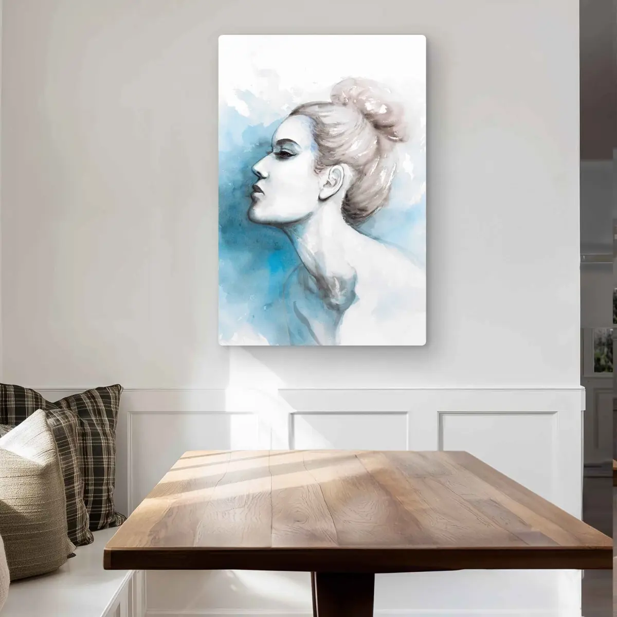 212 MAIN 24x36 in. Lightweight Aluminum Abstract Girl Profile Watercolor Wall Artwork - Gray Metal Print, Contemporary Decorative Minimalist Unique Indoor Home Decor