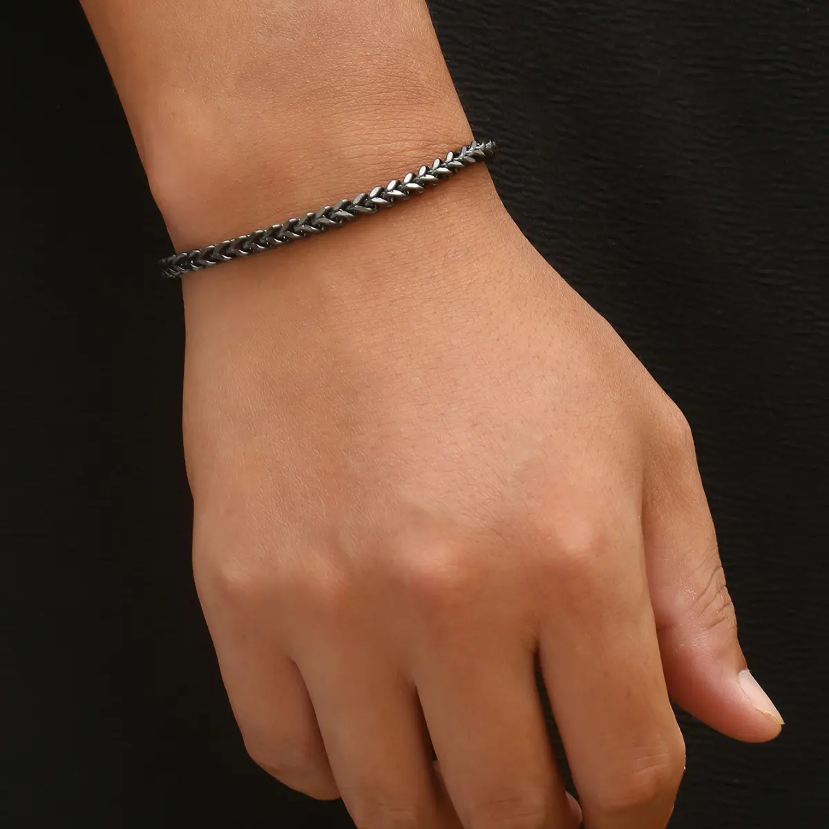 Men's Black Stainless Steel Cuban Link Bracelet, Punk Style Square Chain Design, Hip-Hop Party Fashion Accessory (1 Piece), Punk Style Bracelet, Male Wear, One Size