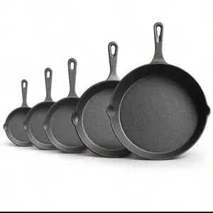 5 Piece Cast Iron Skillet Set - Pre-Seasoned Chef Grade