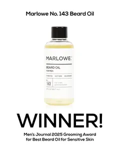 MARLOWE No. 143 Beard Oil 3oz - Premium Organic Castor & Sunflower Nourishing Hydrating Moisturizing for Sensitive Skin Men's Grooming Award Winner Haircare Solution Moisture Moisturizer Vegan