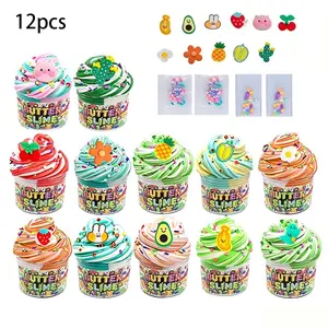 12-piece Cloud Mud Slime Set, fluffy and soft, elastic and non-stick as a party gift, stress-relief toy for boys, soft DIY craft toy for children, suitable for ages 3 and up, cute item as a birthday gift.