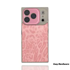 Luxurious square leopard leather phonecases For IP 16 Pro Max 15/14/13/12/11 Anti-Yellowing Shockproof durable ultra-thin Luxury Cover for Women Girls