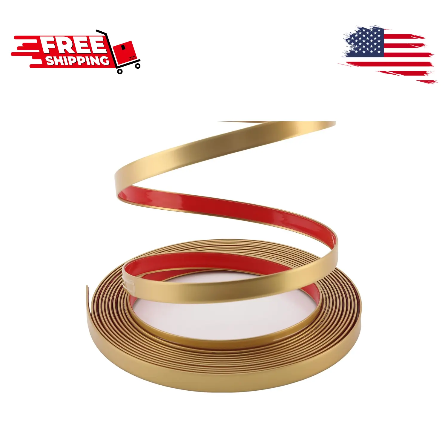 Matte Gold Peel and Stick Wall & Molding Trim, Flexible DIY Strip (16.4 ft x 0.4 inch)
