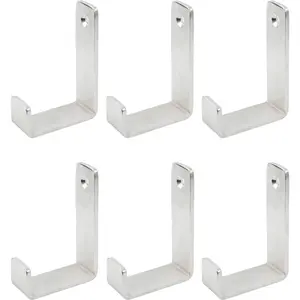 6 Pack Stainless Steel Wall Hooks -  Wall Mounted Heavy Duty Hat Hangers Easy-to-Install Coat Hangers for Towels, Backpacks, Clothes - for Bathroom, Bedroom, Kitchen Accessory