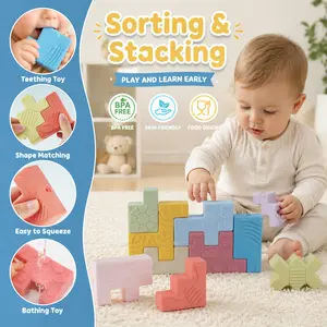 Baby Building Blocks,Safe material, suitable for teething，Toddlers Sensory Toy,Montessori Toys for 6 Month Old Baby 1 Year Old Boy Girl Gifts,BirthdayGifts,Newborngift,Mothersdaygift