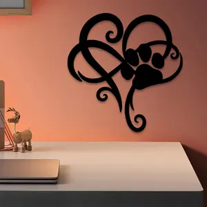 1pc Paw Heart Metal Wall Art, Paw Heart Statue Mural, Perfect for Living Room Wall, Mother's Day Decor, Ideal Gift for Pet Parents, Heartfelt Metal, Art Wall Decoration