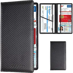 Car Registration & Insurance Card Holder - Vehicle License Document Glove Box Organizer, Interior Car Accessory for Women, Men & Teens (Carbon Fiber Black)
