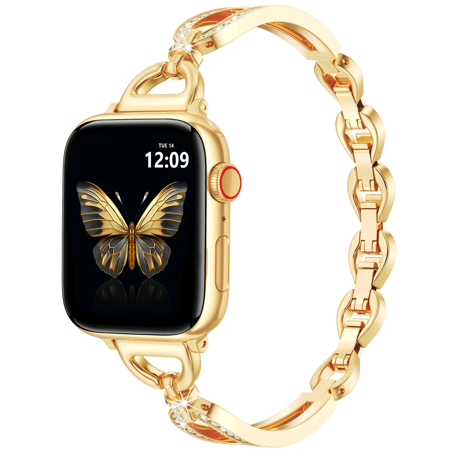 MOFREE Rose Gold Slim Metal Band for Apple Watch Series 11-1 SE/9/8/7/6/5/4/3/2/1 38mm-42mm Elegant D-shaped Horseshoe Design Lightweight Dressy Bracelet Strap
