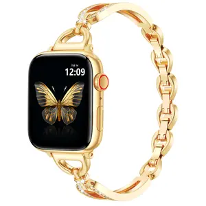 MOFREE Rose Gold Slim Metal Band for Apple Watch Series 11-1 SE/9/8/7/6/5/4/3/2/1 38mm-42mm Elegant D-shaped Horseshoe Design Lightweight Dressy Bracelet Strap