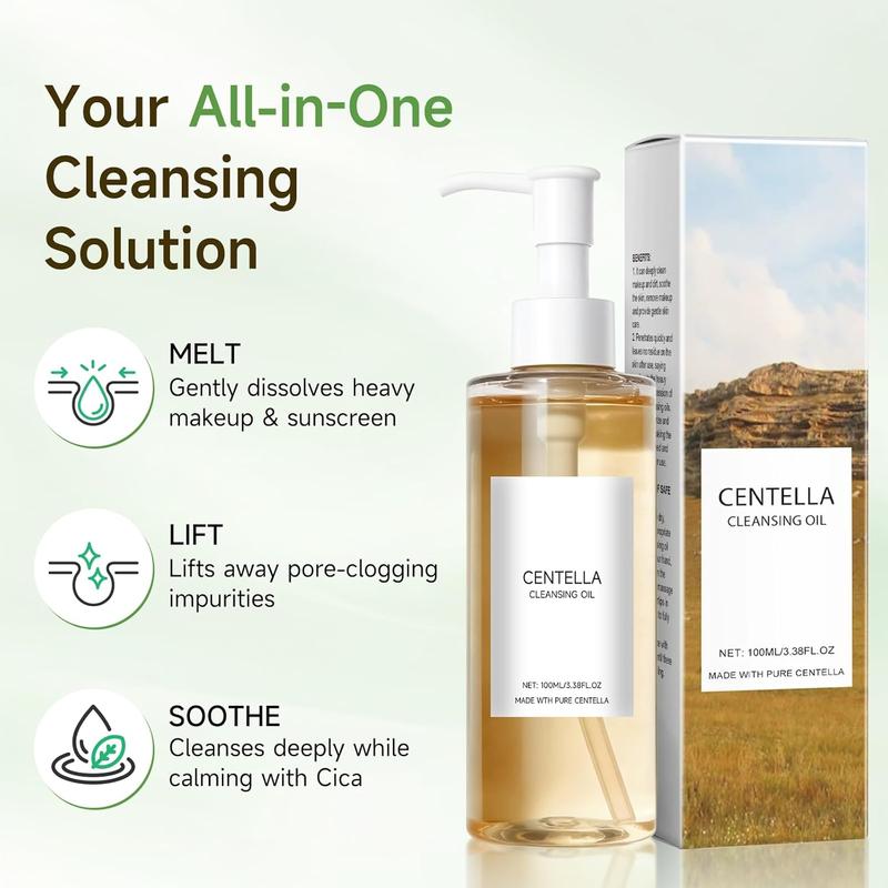 Centella Light Cleansing Oil Gentle Oil Cleanser for Face with Cica & Vitamin E Dual-Boost Formula Double Cleansing Lightweight Makeup Remover Hydrating Facial Daily skincare routine, natural ingredients, moisturizing facial oil, soothing cleansing oil