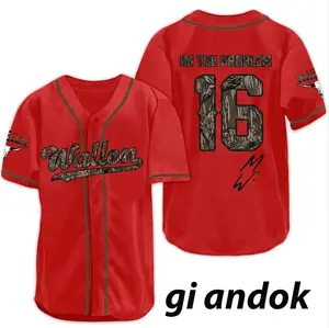 Wallen Crimson Red Baseball Jersey, Country Music Shirt For Black, Tour 2026 Fan Gift, #16 Im The Problem Tour 2026 Short Sleeve Shirt, MW Fan Merch
